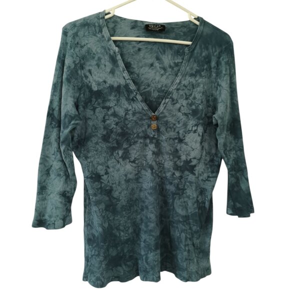 Tryst Cotton Rib Tie-Dye 3/4 Arm Top XL - Picture 2 of 6